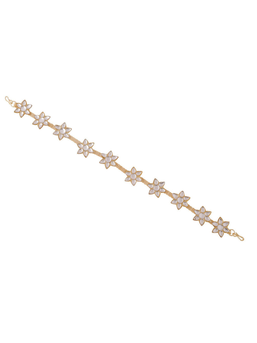 NVR Women's Gold-Polished Traditional Trending Matha Patti
