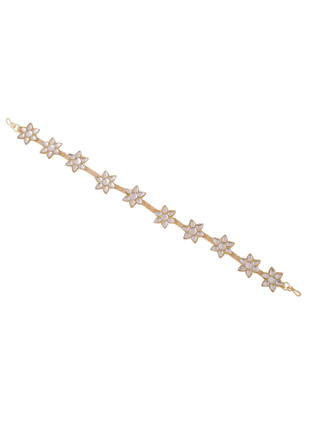 NVR Women's Gold-Polished Traditional Trending Matha Patti