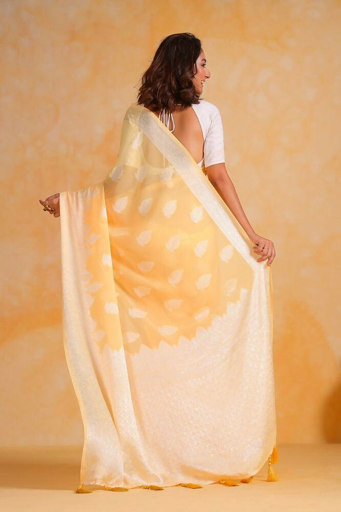 Vamsee Sikha Yellow Georgette Saree