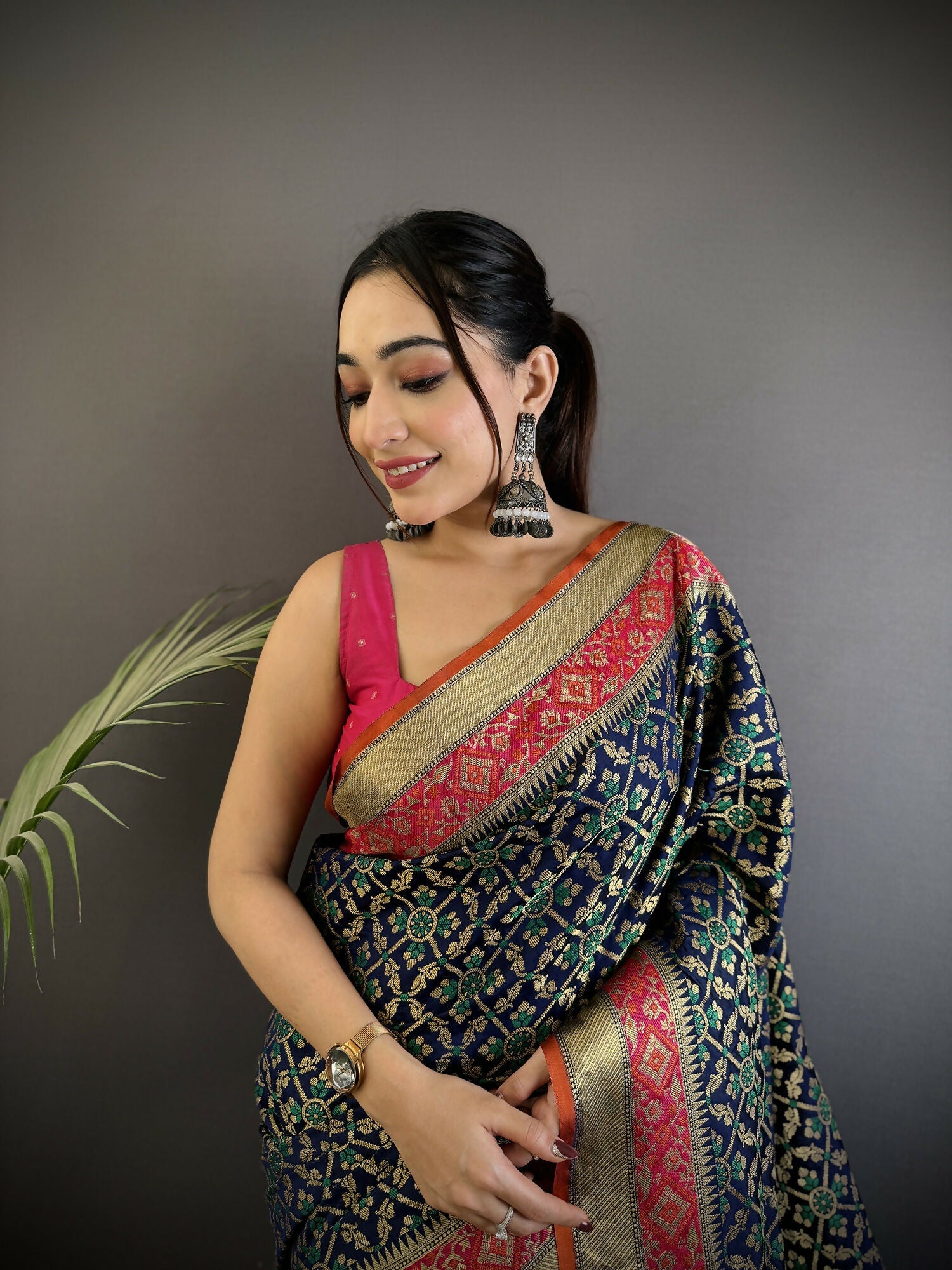 Joban Fashion Navy Blue Patola Soft Silk Patola Saree