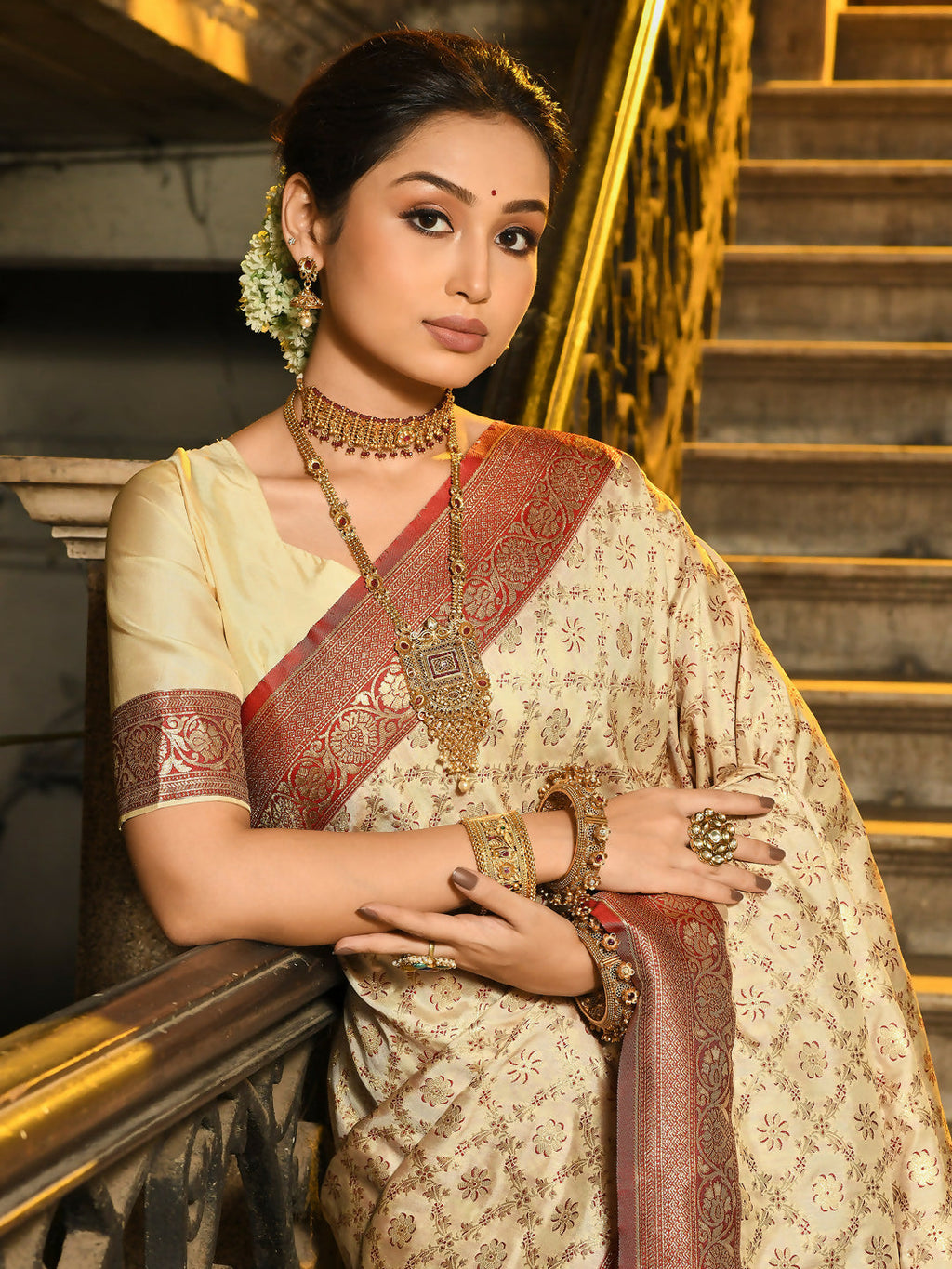 Shree Shyam Fashion Rajvastra Maroon Banarasi Silk Saree