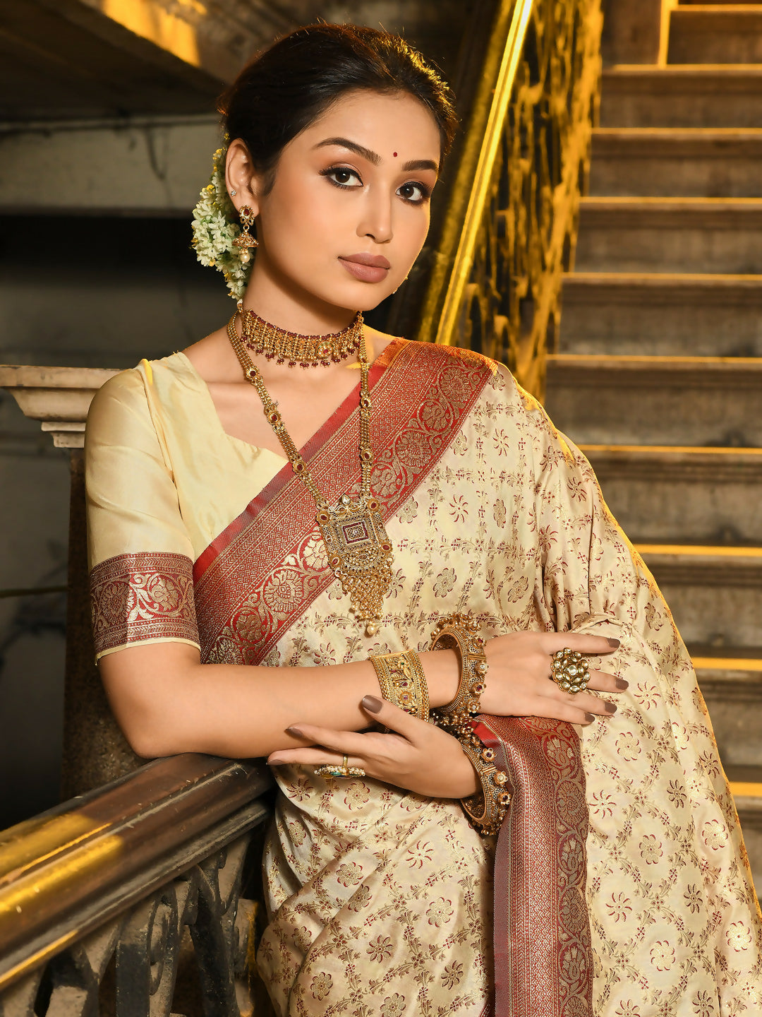 Shree Shyam Fashion Rajvastra Maroon Banarasi Silk Saree