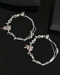 VOJ Set of 2 Traditional Peacock Shaped Designer Anklet