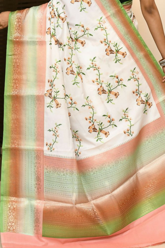 Joban Fashion Multicolor Saree Kataan Rainbow Digital Print With Embroidery