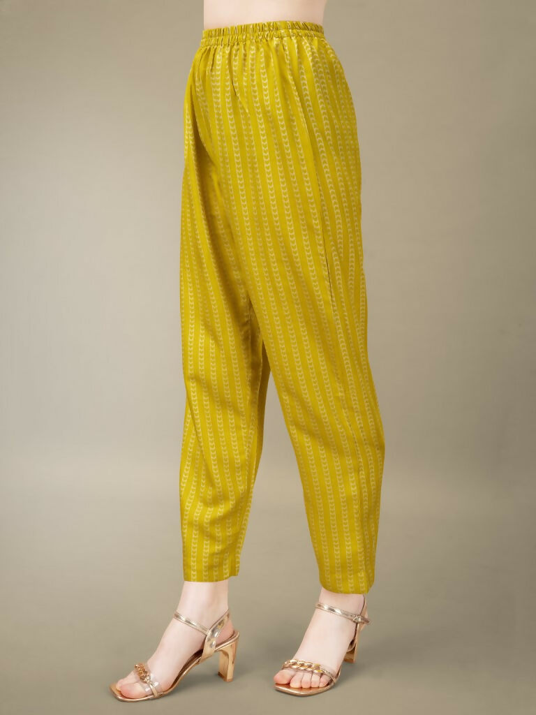Jyoti Fashion Women's Yellow Rayon Embroidery & Sequence work Kurta with Trouser & Dupatta