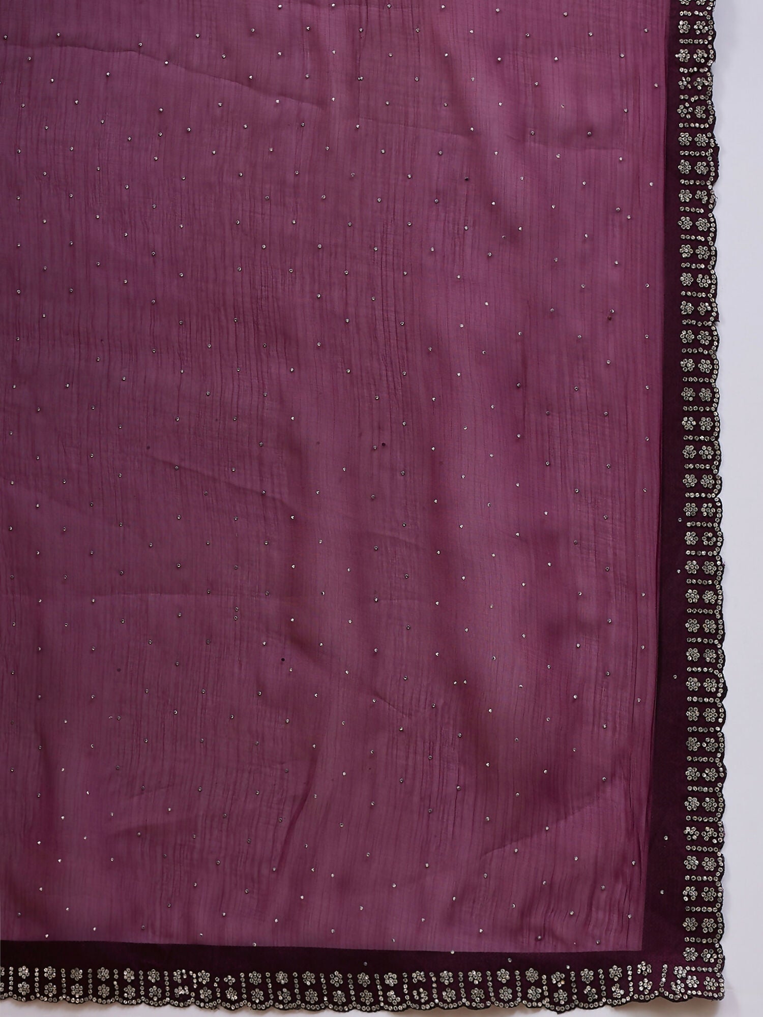 Purple Organza Swaroski Diamond Work Saree with Unstitched Blouse - Radha