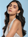 Clear Stone Kundan Earrings with Diamond Detailing- Ruby Raang