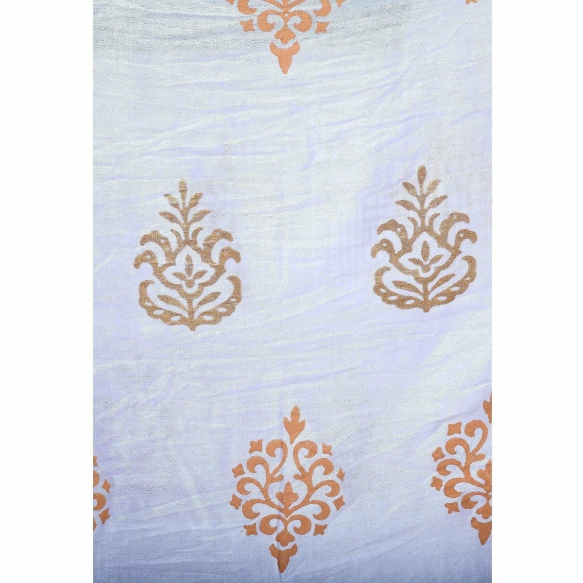 A R Silk Women's Gold Flowers Print Silk White Dupattas and Chunnis