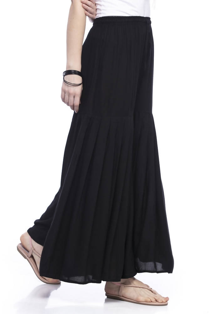 Mominos Fashion Cotton Black Palazzo For Girls