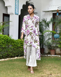 Vaasva Women's Cream Musline Viscose Digital Printed Cord Set