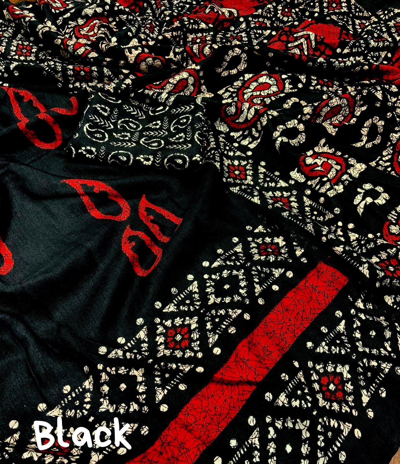 Black Silk Blend Ethnic Motifs Saree with Unstitched Blouse - Hiral Fashion