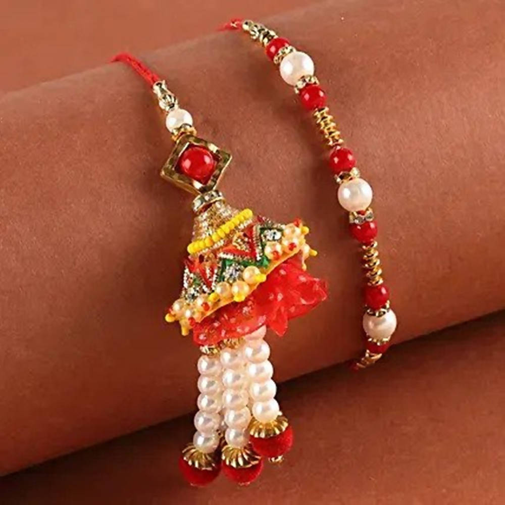 Pearl Rakhi & Lumba Set
