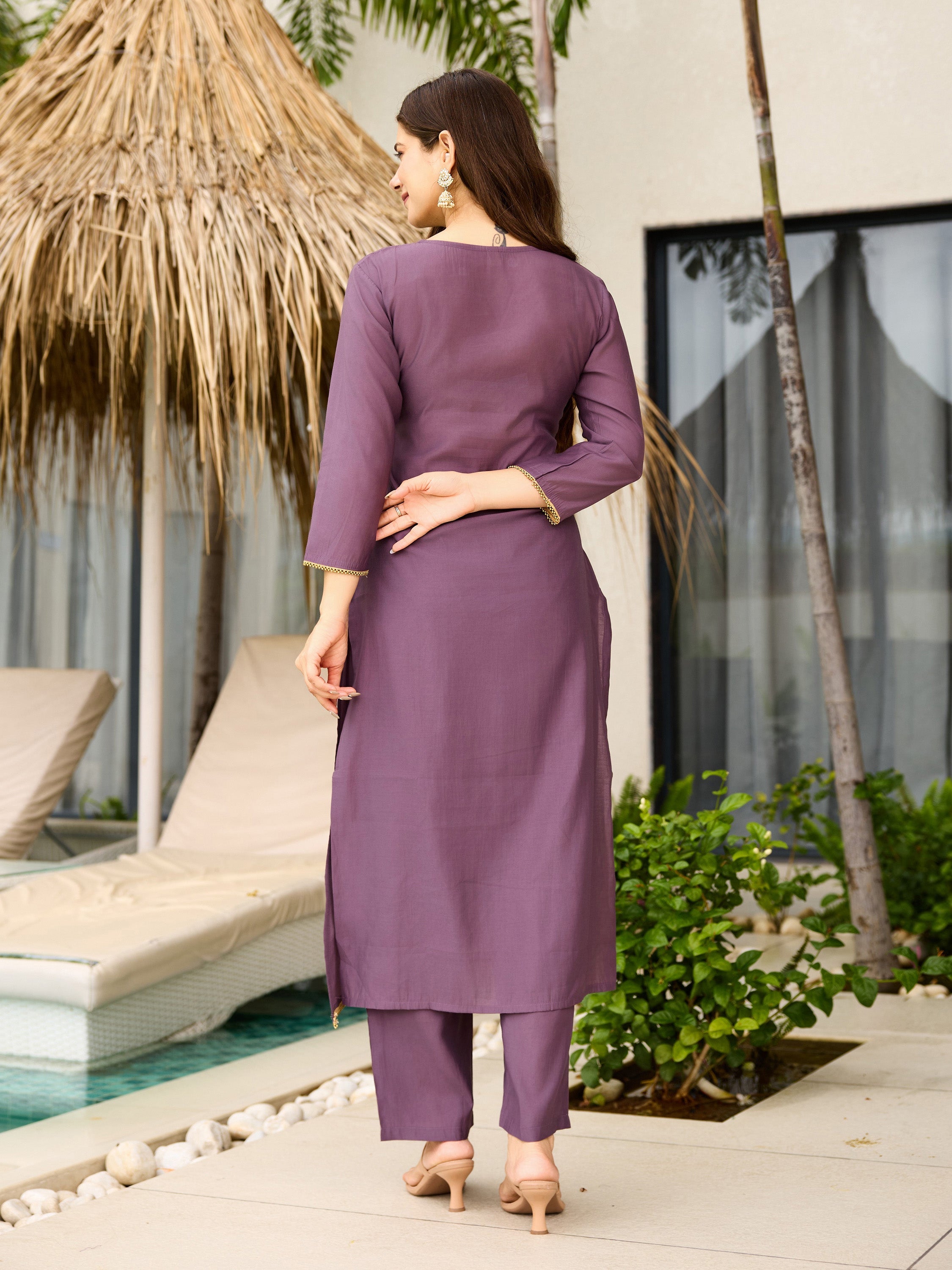 The52 Women's Gorgeous Viscose Embroidery work Straight Kurta with Pant and Dupatta Set