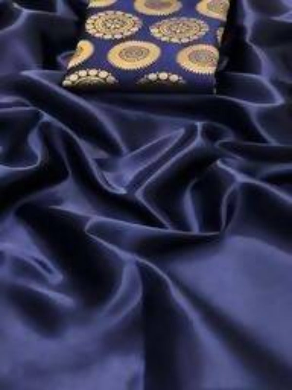Vamika Navy Satin Designer Saree (DUST NAVY)