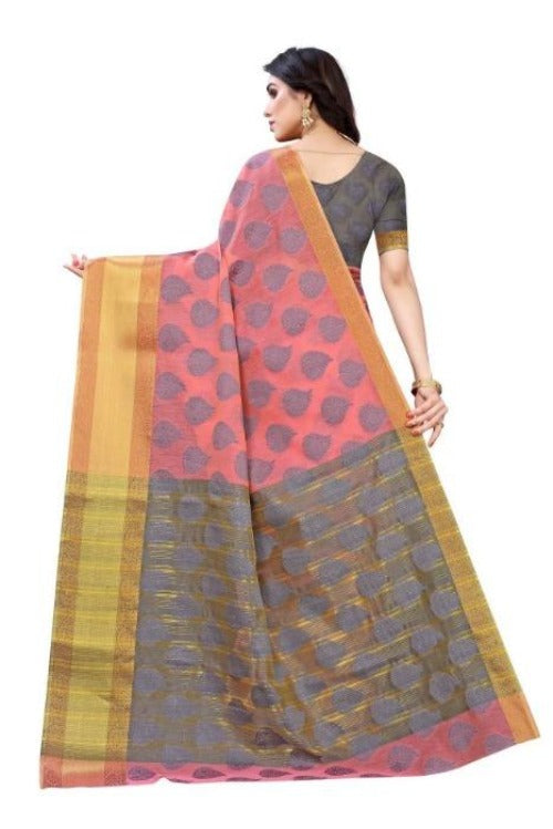 Vamika Pink Jari Work Cotton Silk Saree (RIDHIMA PINK)