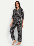 Alvano Beautiful Floral Print Co-ord set for Women's and Girls Rayon (Black)