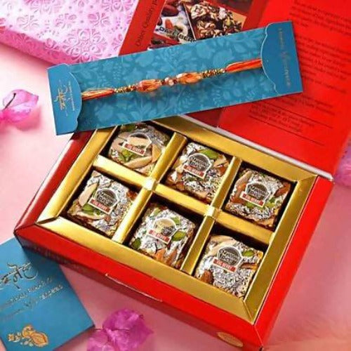 Ethnic Pearl & Mauli Rakhi With Figberry Combo