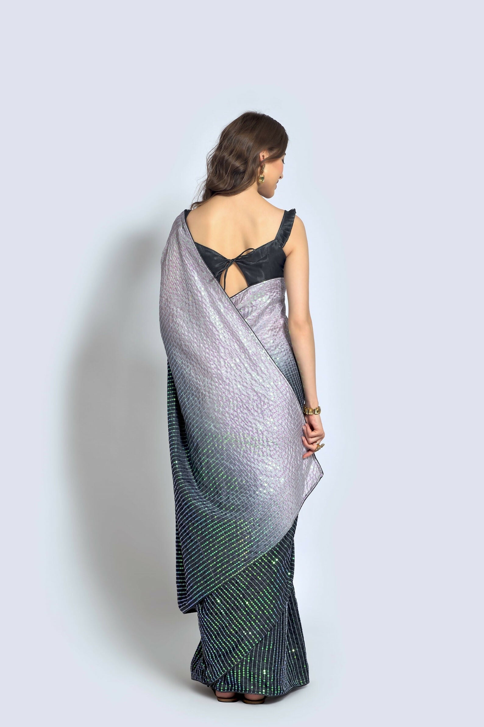 Vegaa Fashion Grey Vichitra Silk Embroidered Party Wear Saree