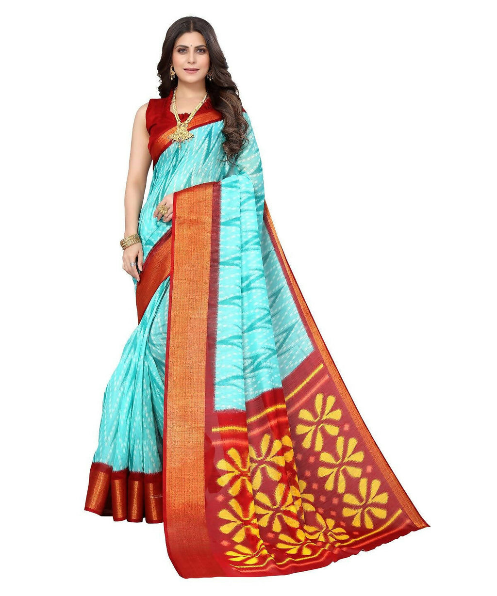 Vamika Cotton Sky Blue Jari Border Bollywood Style Saree (DINO SKY BLUE)