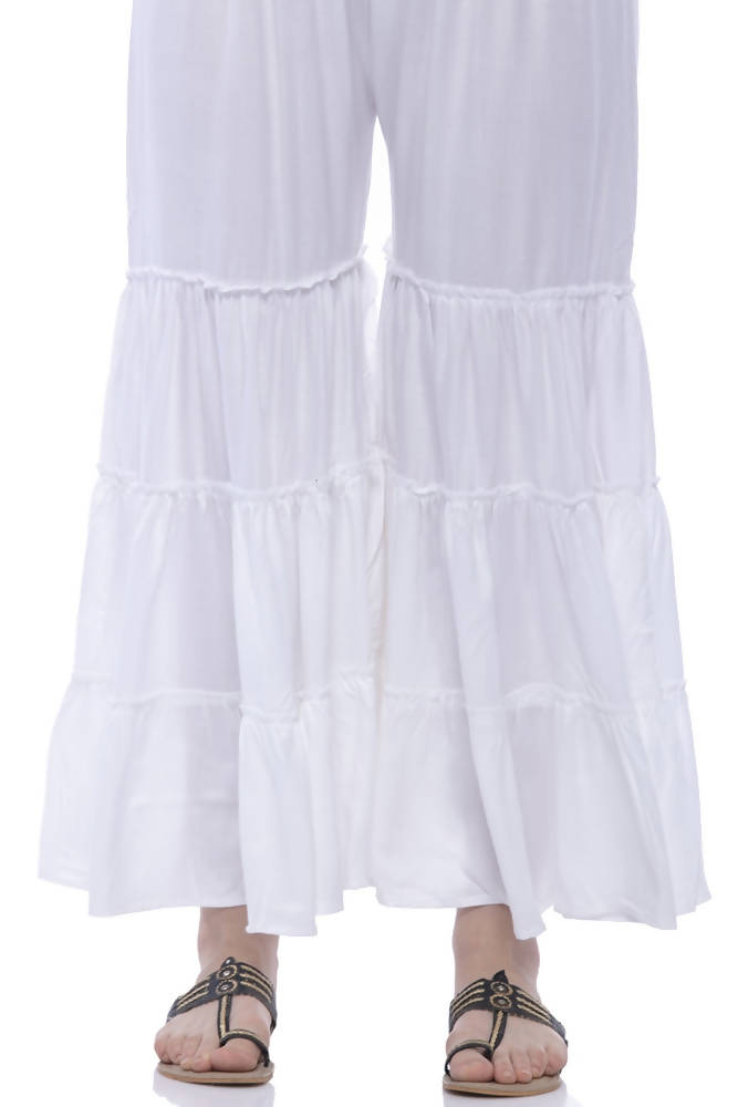 Mominos Fashion Reyon Cotton White Palazzo