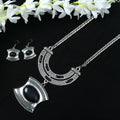 Mominos Fashion Johar Kamal Oxidised Silver-Plated Stone Work Long Necklace Handicraft
