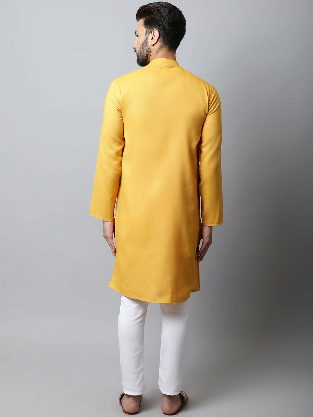 Even Apparels Yellow Color Pure Cotton Men's Kurta With Side Placket (SLD1130)