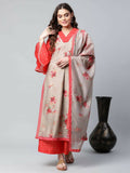 Ahalyaa Womens Chiku Chanderi Printed Kurta Palazzo Set