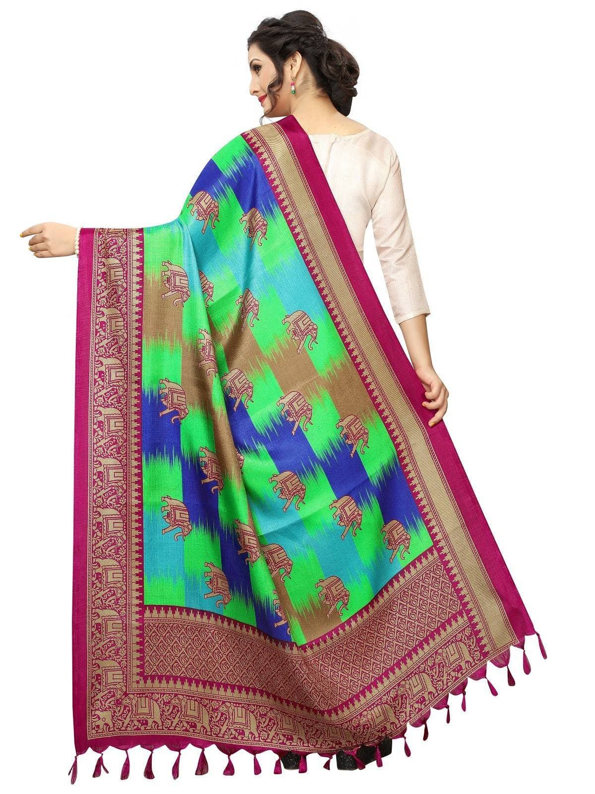 Vamika Wine Red Printed Designer Khadi Bhagalpuri Dupatta