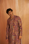 Purple Modal Silk Designer Printed Men's Kurta Set - Mahotsav