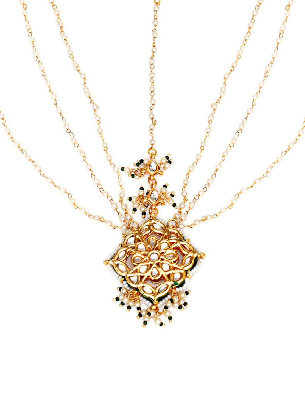 Layered Pearl Matha Patti (Gold) - Ruby Raang