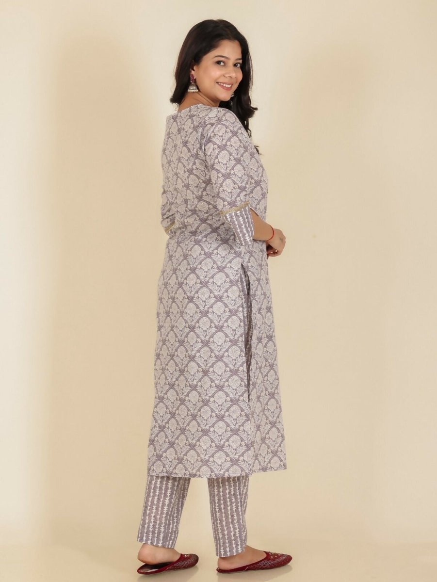 Aramya Straight Soft Cotton Floral Print Women's Kurta - Beige