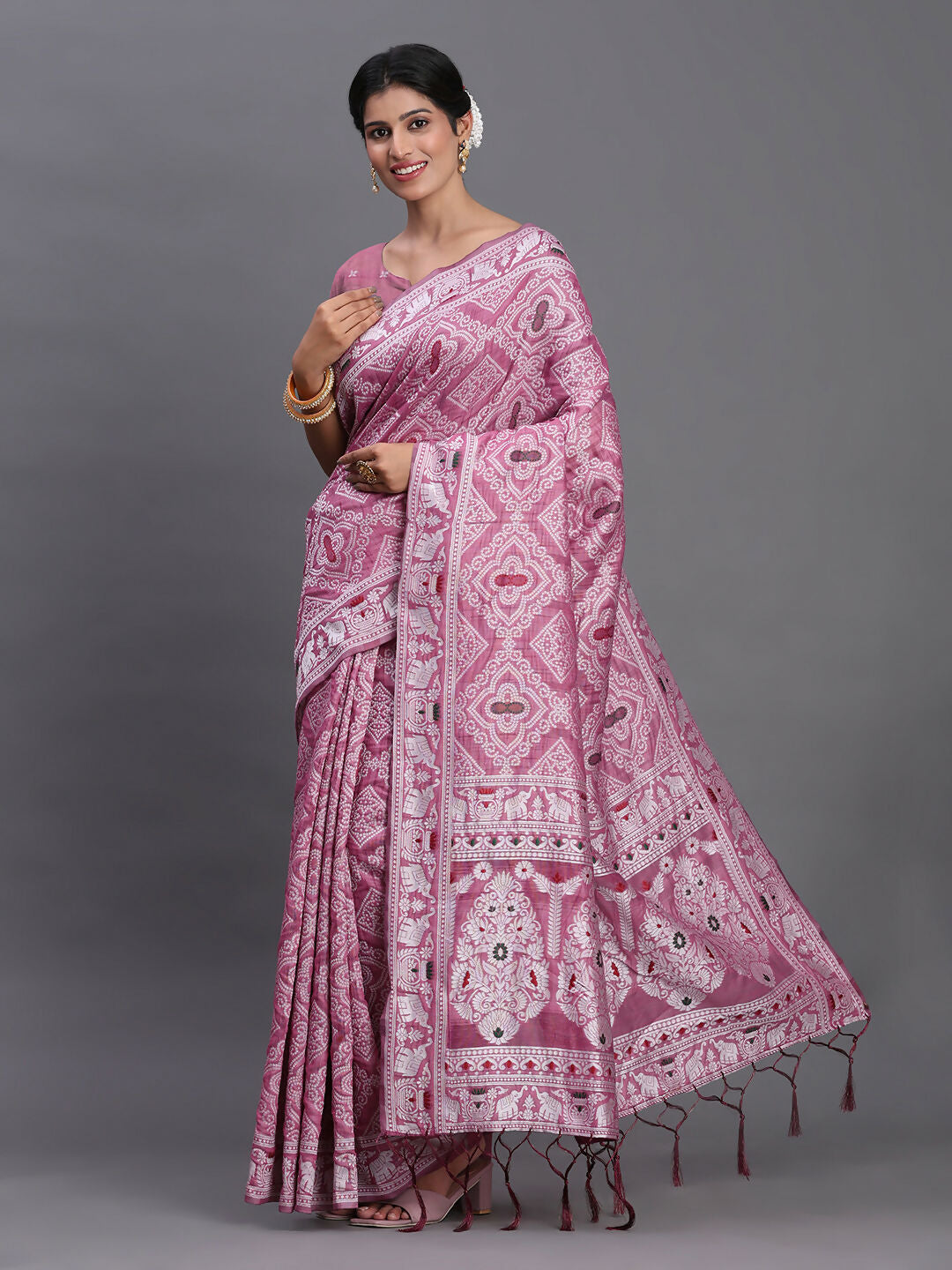 Shree Shyam Fashion Linen Cotton Purple Saree
