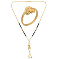 AanyaCentric Gold-Polished Mangalsutra & Ring Set