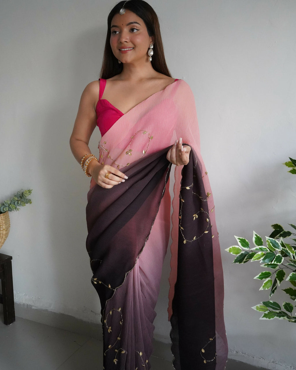 Vamsee Antara Brown Georgette Saree