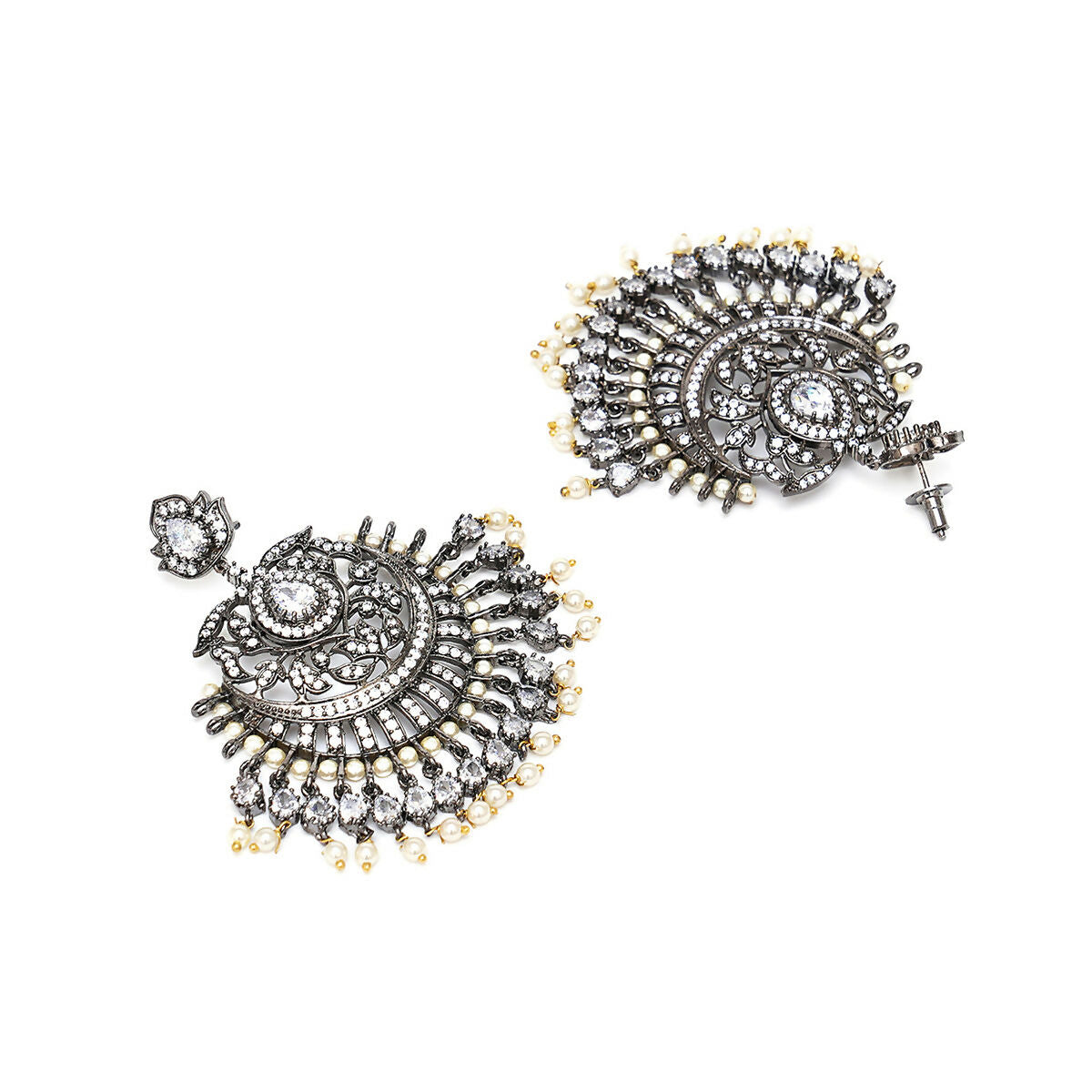 Diamond Earrings with Matching Maang Tikka- Ruby Raang