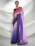 Purple Organza Solid Saree With Unstitched Blouse Piece - Shanaya