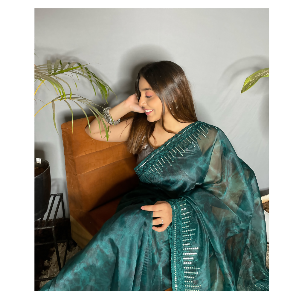 Vamsee Rinkle-Gotta Maroon Organza Saree