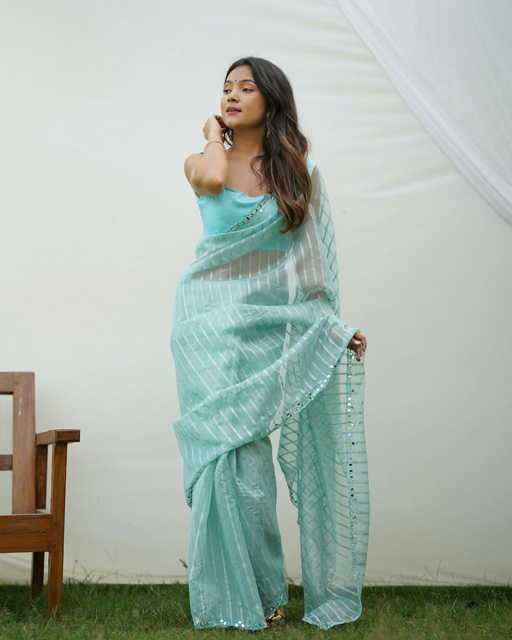 Vamsee Vijaysitara Sky Organza Saree
