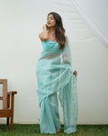 Vamsee Vijaysitara Sky Organza Saree