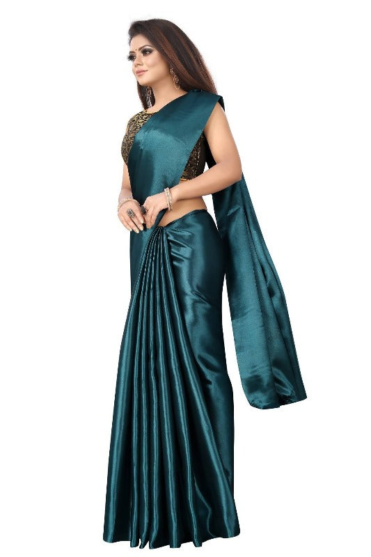 Vamika Rama Green Satin Designer Saree (PAVITRA RAMA)