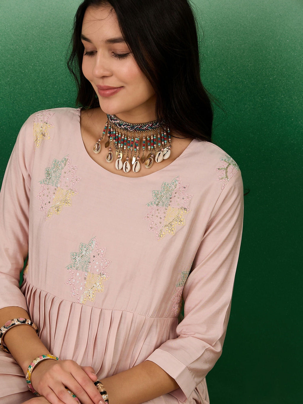Pink Embroidered Muslin Kurta and Trouser - Berlin