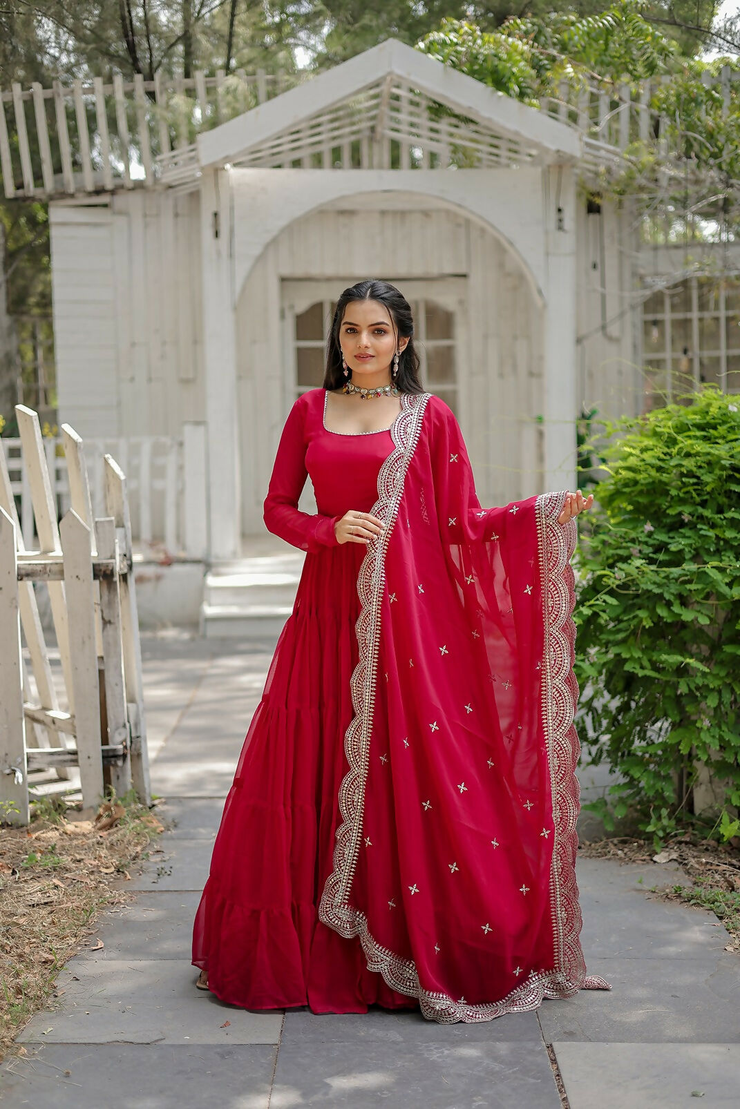 Joban Fashion Pink Georgette Sequence Embroidery Work Kurta Set