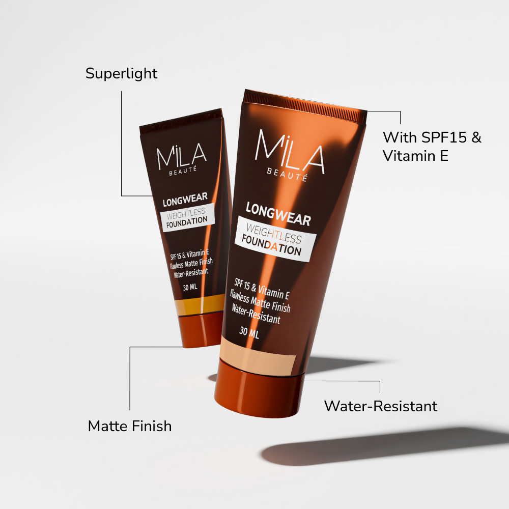 Mila Beaute Longwear Weightless Matte Finish Foundation with SPF 15 - Ivory