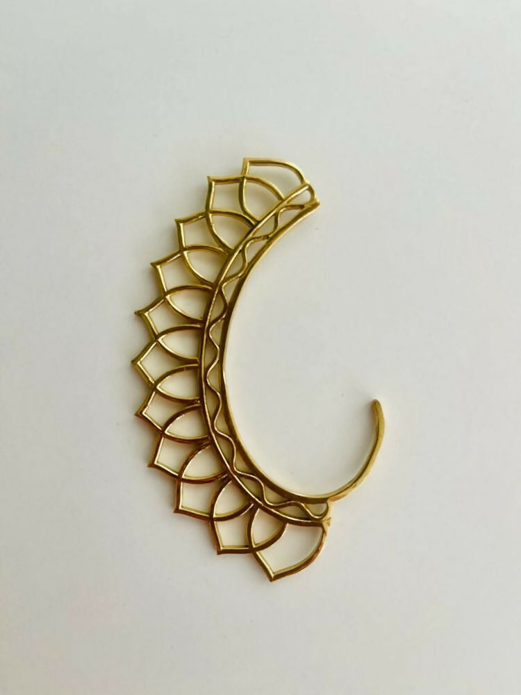 NVR Women Ethnic Gold-Polished Brass Leaf Style Ear Cuff