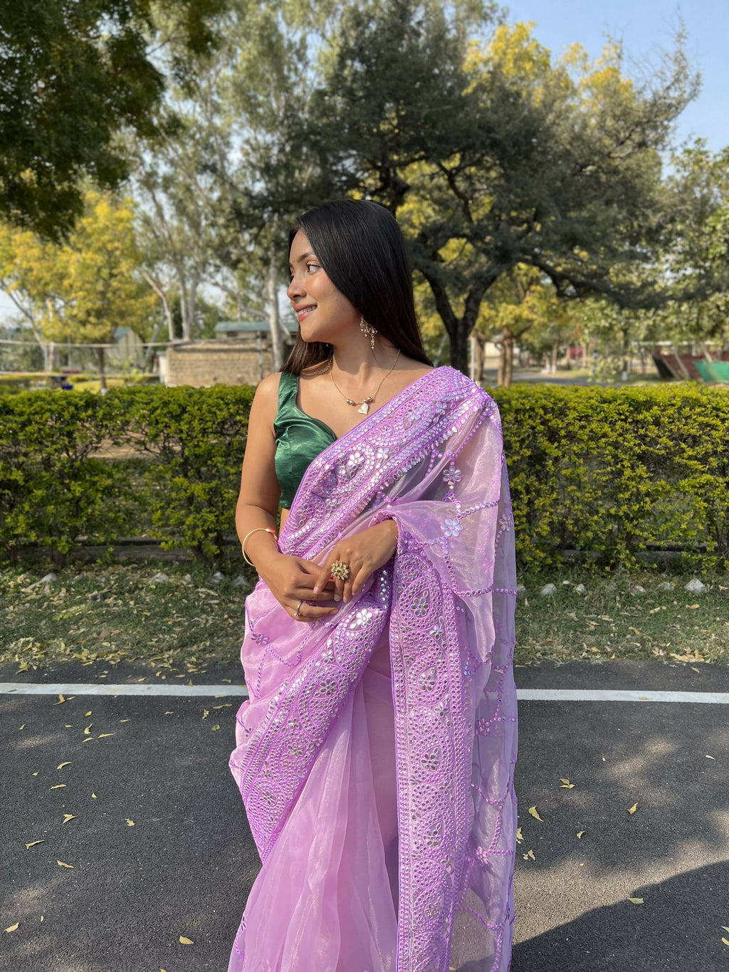 Vamsee Naina Purple Organza Saree