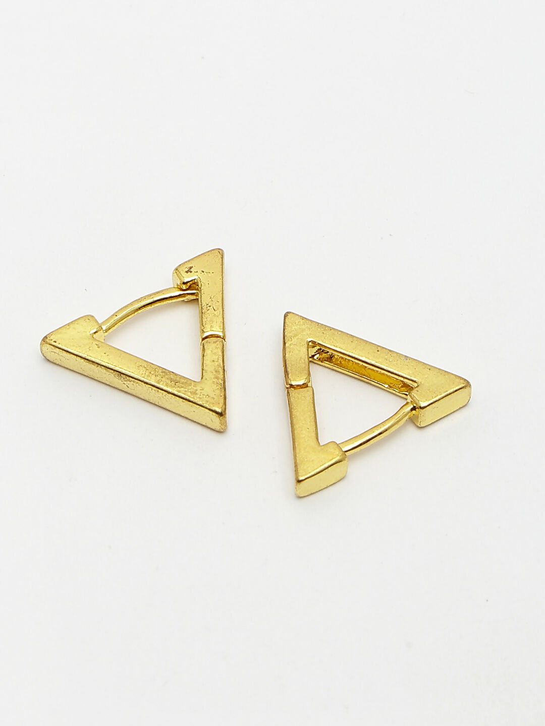 NVR Men's Gold-Polished Geometric Shape Stainless Steel Studs Earring
