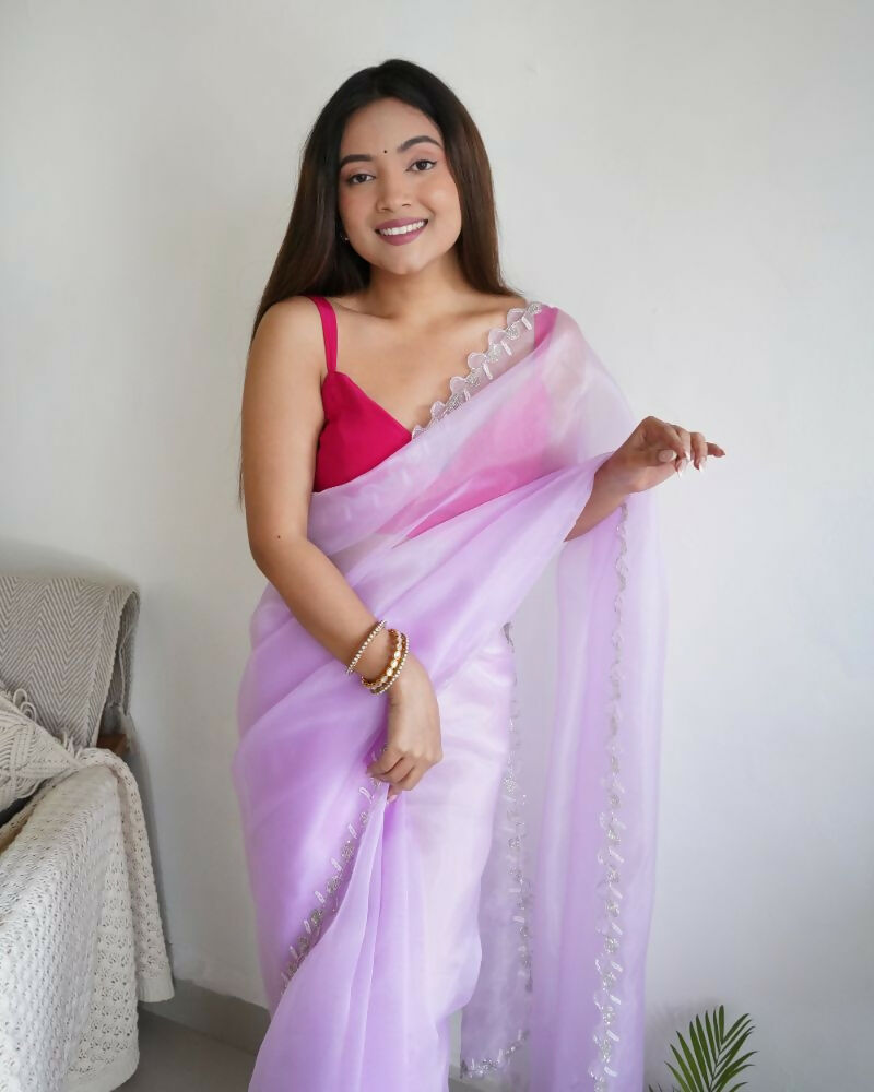 Vamsee Sheetal Lavender Organza Saree