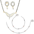AanyaCentric Gold-Polished Mangalsutra Pendant Earring Set & Silver Plated Anklet