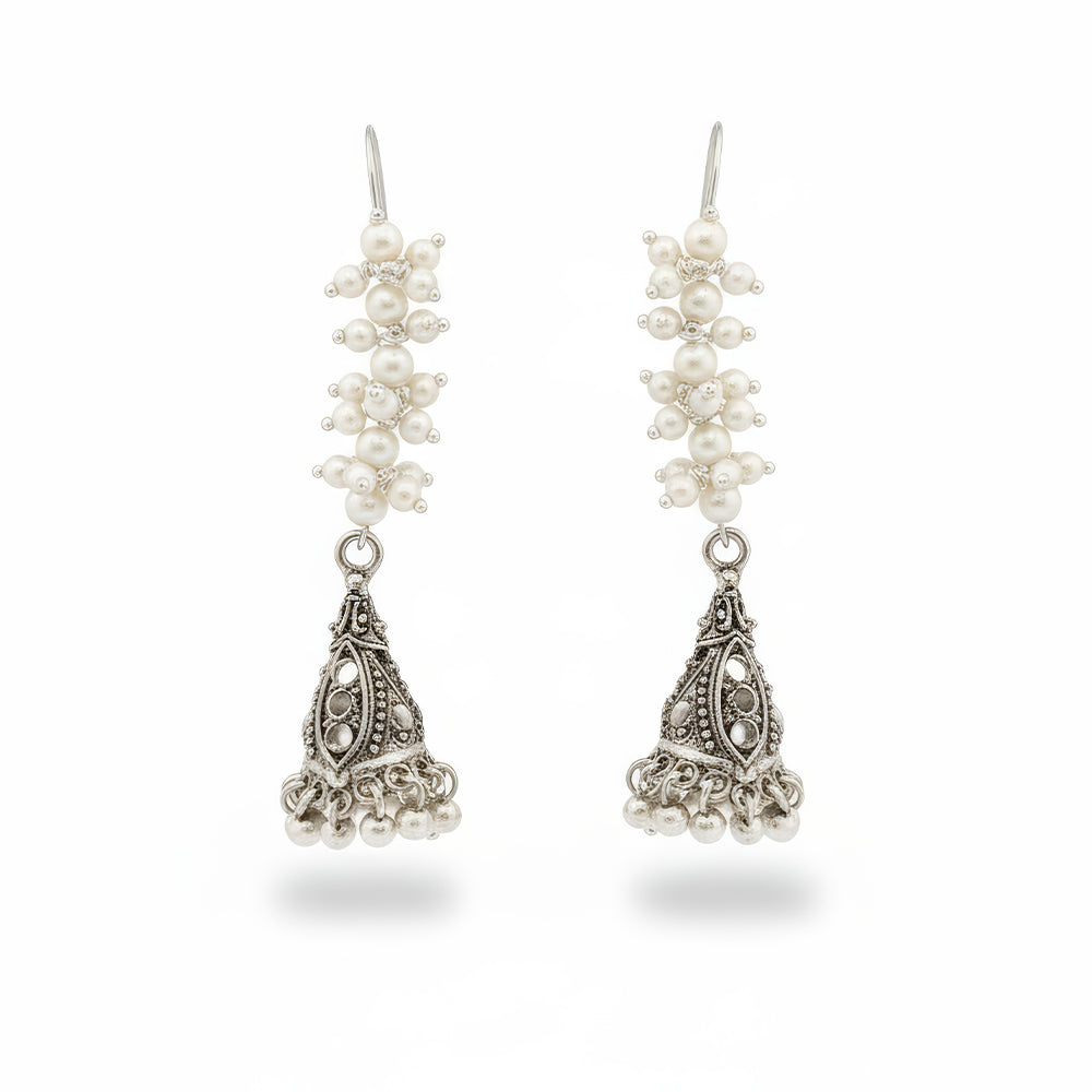 JS Fashion Beautiful Designer Oxidized Silver Earrings for Women & Girls