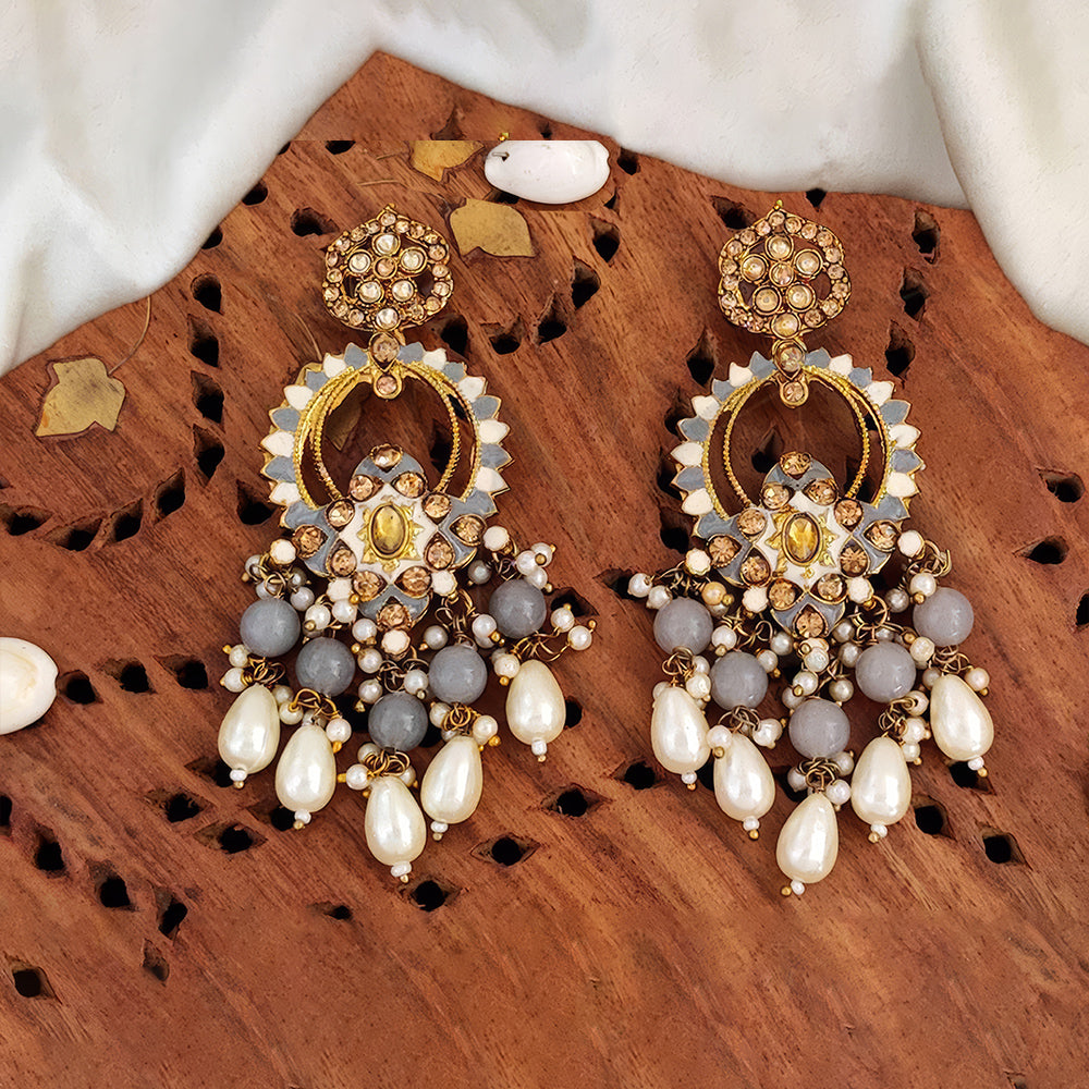 JS Fashion Designer Mehendi Polish Antique Earrings – Fancy Traditional Party Wear Jewelry for Women